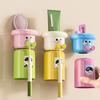 Cartoon Toothbrush Cup Holder Wall Mounted Storage Rack Space Saving Magnetic Upside Down Mouthwash Cups No-Drill Bathroom Organizer