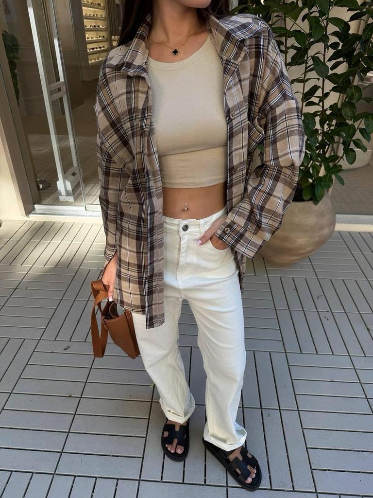 Женская клетчатая фланелевая рубашка с длинным рукавом 2025 - Преппи стиль, Большой размер, Повседневное пальто