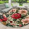 Luxury Floral Pattern Round Shape Floor Mats Kitchen Hallway Runner Rug Bedroom Living Room Soft Carpet Non-slip Area Rug