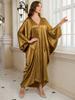 2024 Elegant Plus Size Kaftan Women's Retro V-Neck Batwing Sleeve Long Dress Sexy Beach Swimsuit Cover-up Q1793-8783