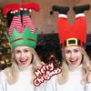 Red Christmas Beanie Party Hats Funny Elf Pants Santa Hat Clown Leg Hat for Christmas Ugly Sweater Party Cosplay Costume