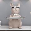 French Bulldog Table Sculpture with Tray and Coin Storage