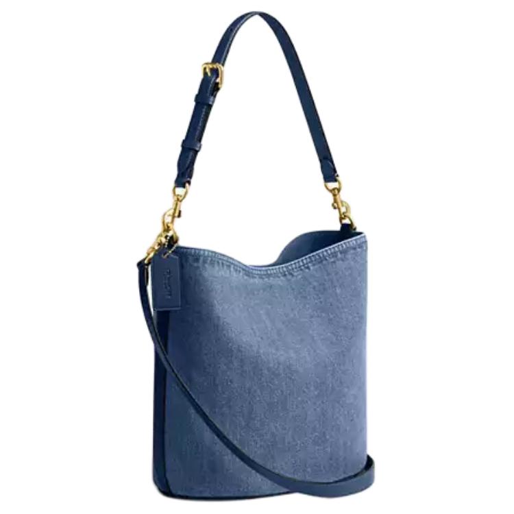 Coach Willow 27 Soft Logo Denim Bucket Bag Women bags Dark-Blue CAT44-B4RHO