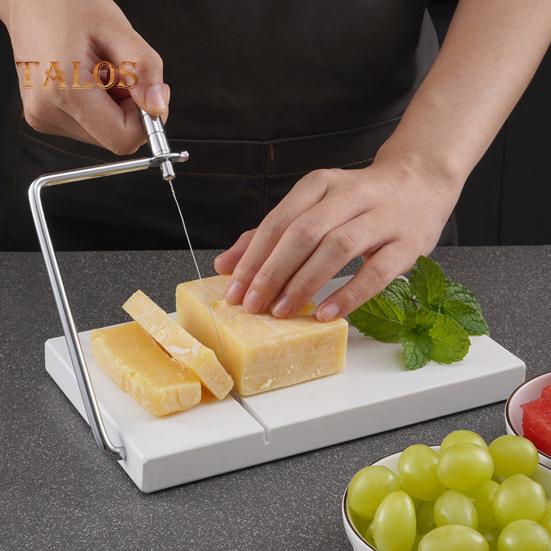 Cheese Slicer Stainless Steel Wire Cutter for Block Cheeses Marble Board Mozzarella Parmesan Butter Cutting Tool Easy To Clean Non-Slip Kitchen Gadget