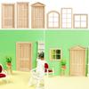 Handmade Material Dollhouse Door Window Doll House Supplies Unpainted Furniture Miniature Gate