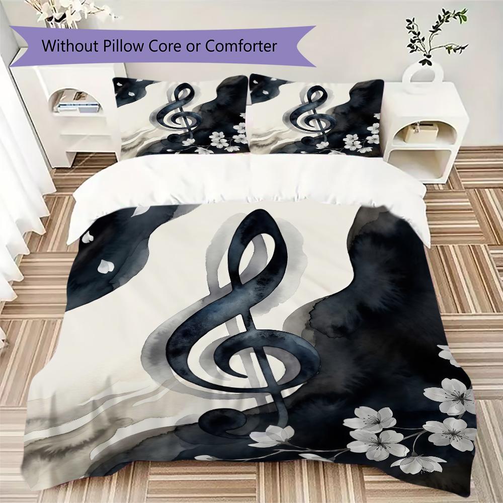 Soft Marble Melody Pattern Bedding uilt Set uilt Cover Pillowcase Home Decoration Birthday Gift (1 * duvet cover + 2 * pillowcase without core)