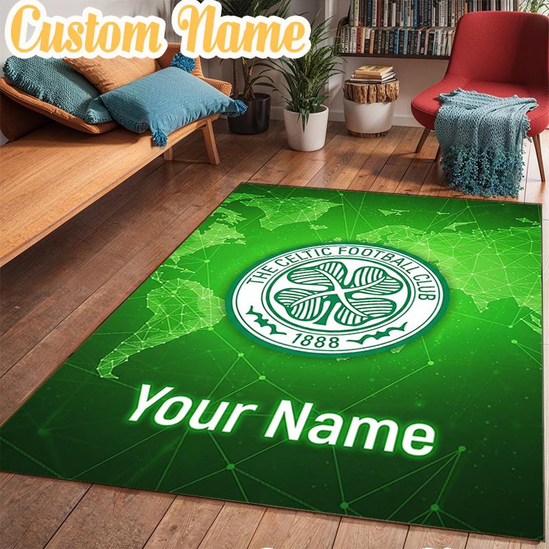 Custom Name Celtic Football Club Crest Rug Office Rug Chair Mat Non Slip Carpet Rugs for Bedrooms Dining Room Living Room Home Decor gifts