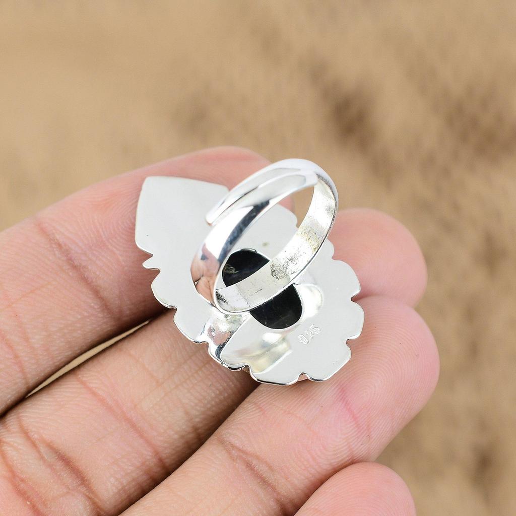 Natural Sodalite Gemstone Promise Adjustable Ring 925 Sterling Silver Jewelry