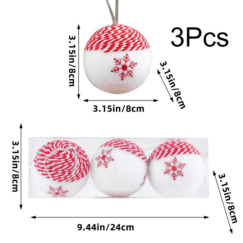 3pcs Christmas Ball Xmas Tree Hanging Ornaments Foam Ball Pendant Christmas Decorations Party Navidad New Year Home Decor