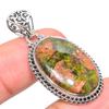 Natural Unakite Gemstone Handmade 925 Solid Sterling Silver Pendant 1.77" M6B26