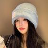 Женская шерстяная вязаная зимняя утолщенная шапка однотонная с надписью бини шапка-чулок корейская девушка грелка для ушей защита от холода шапка-пуловер