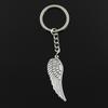 Fashion 30mm Key Ring Metal Key Chain Keychain Jewelry Antique Plated Angel Wings 47x15mm Pendant
