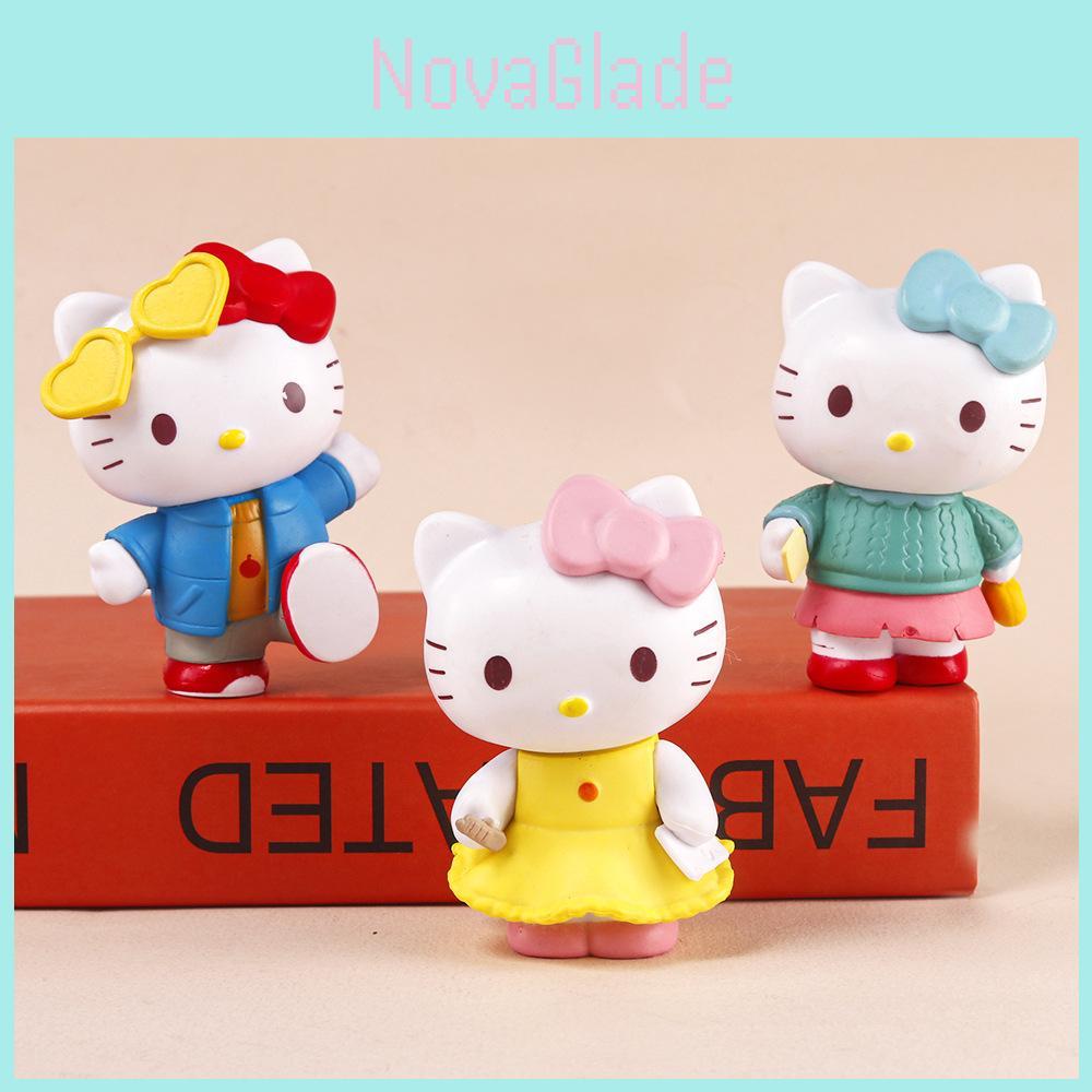 Kt Cat Pvc Desktop Figurine Set With Animal Designs For Home Decor And Gifts