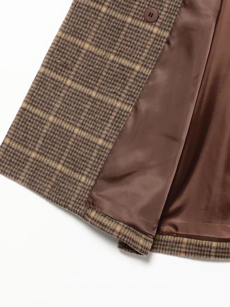 Женское клетчатое полупальто Ray Beams с отворотами, двубортное, из ворсистой ткани, коричневое 0