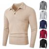 Men's Casual, Form-fitting Solid-color Square-neck Button Knitted Long-sleeved Sweater