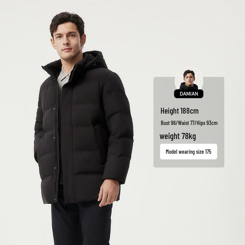 Tanboer Men's Loose Fit Detachable Hood Business Down Jacket 510505D