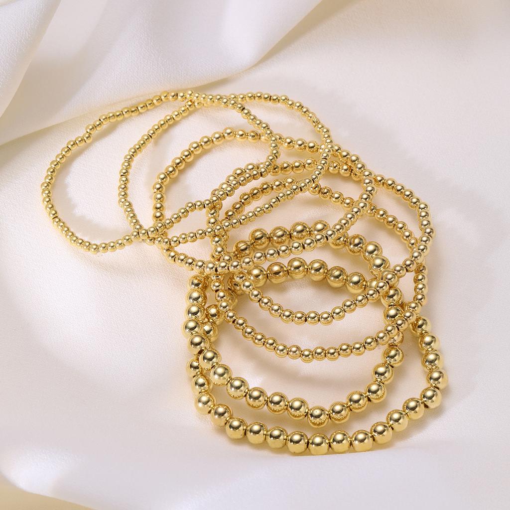 7 шт./набор винтажных браслетов ручной работы из золотых бусин, набор эластичных женских модных браслетов, модные женские вечерние украшения в стиле бохо, подарки