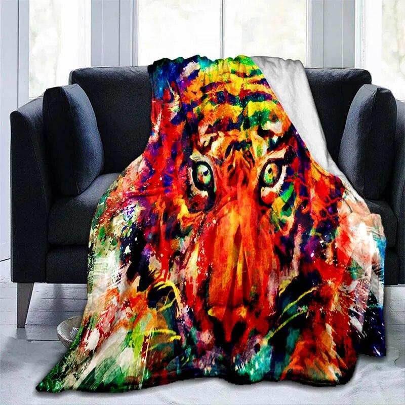 Фланелевое одеяло с рисунком тигра и животного, покрывало для дивана, мягкое теплое одеяло для взрослых, дорожное одеяло, охлаждающее одеяло