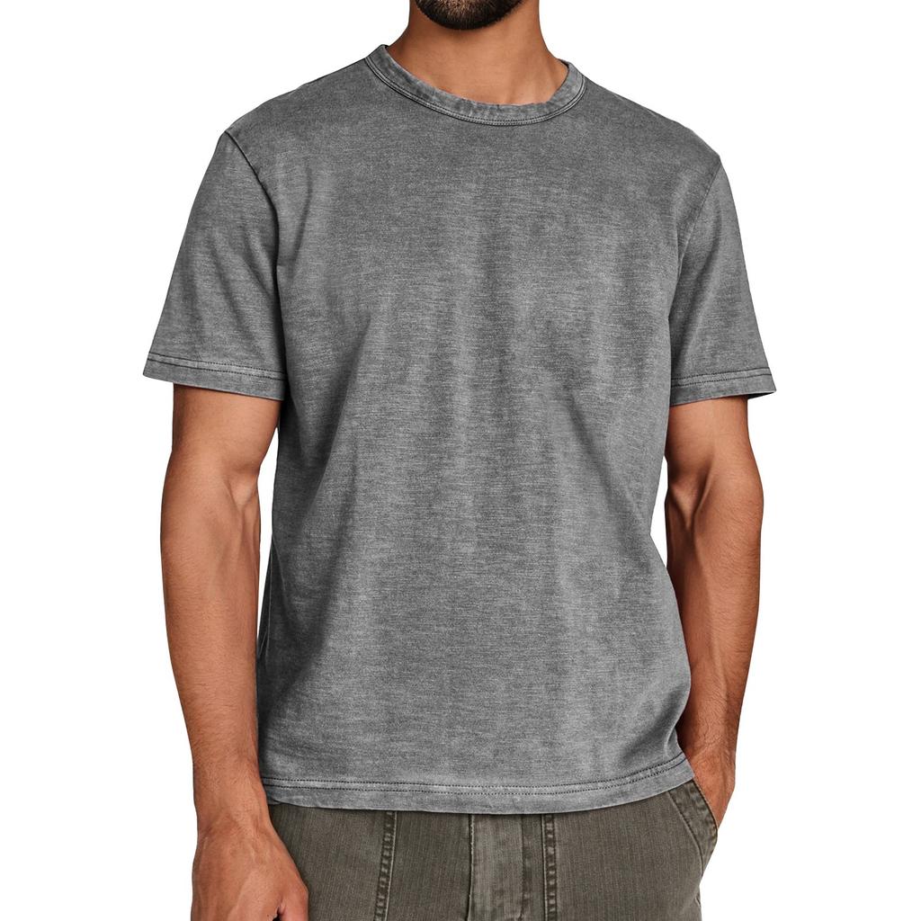 Men's Summer Solid Color Round Neck Loose Short Sleeve Top Men's Casual Fashion Short Sleeve Tops