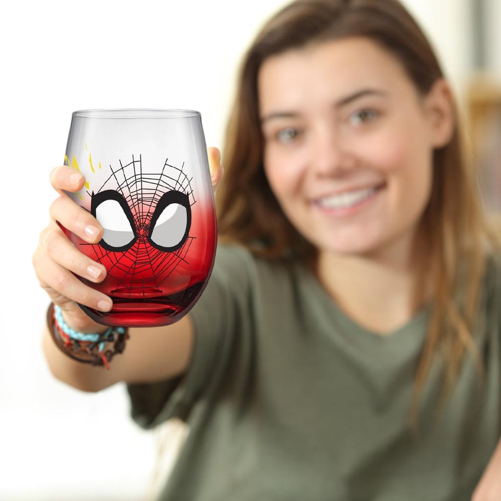 19oz Stemless Glass Tumbler Featuring Web Pattern and Eye Design Suitable for Everyday Use and Various Beverages Durable and Stylish Drinkware