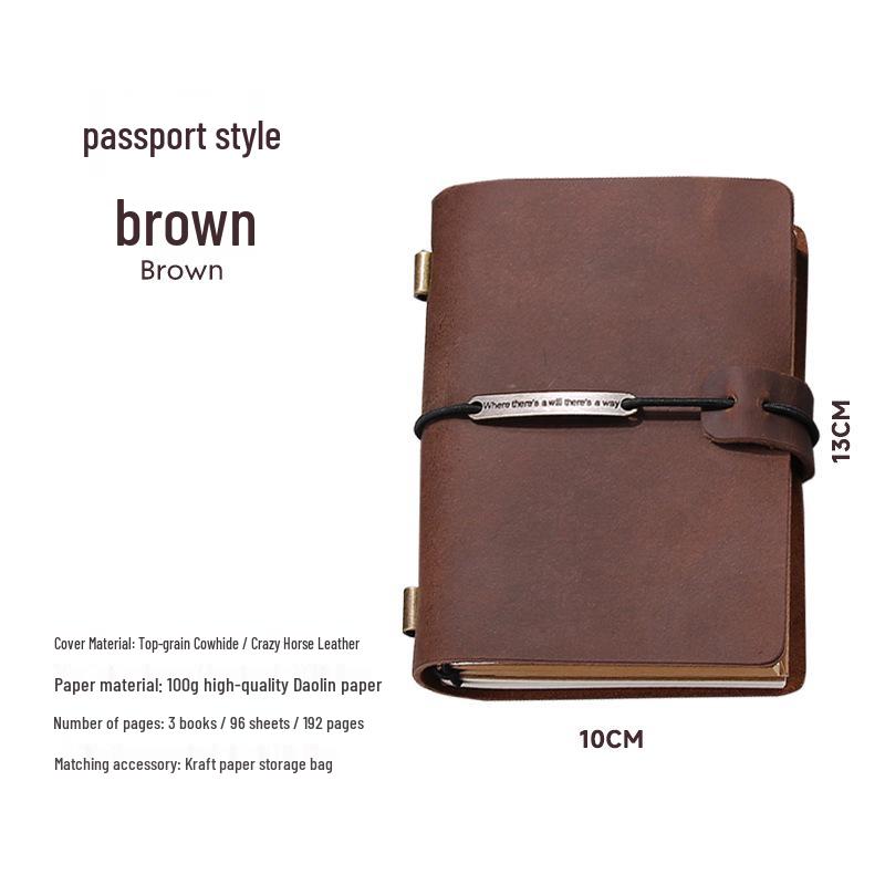 Genuine Leather Retro Traveler Notebook - Crazy Horse Finish, High-end Business Planner with Engraved Logo