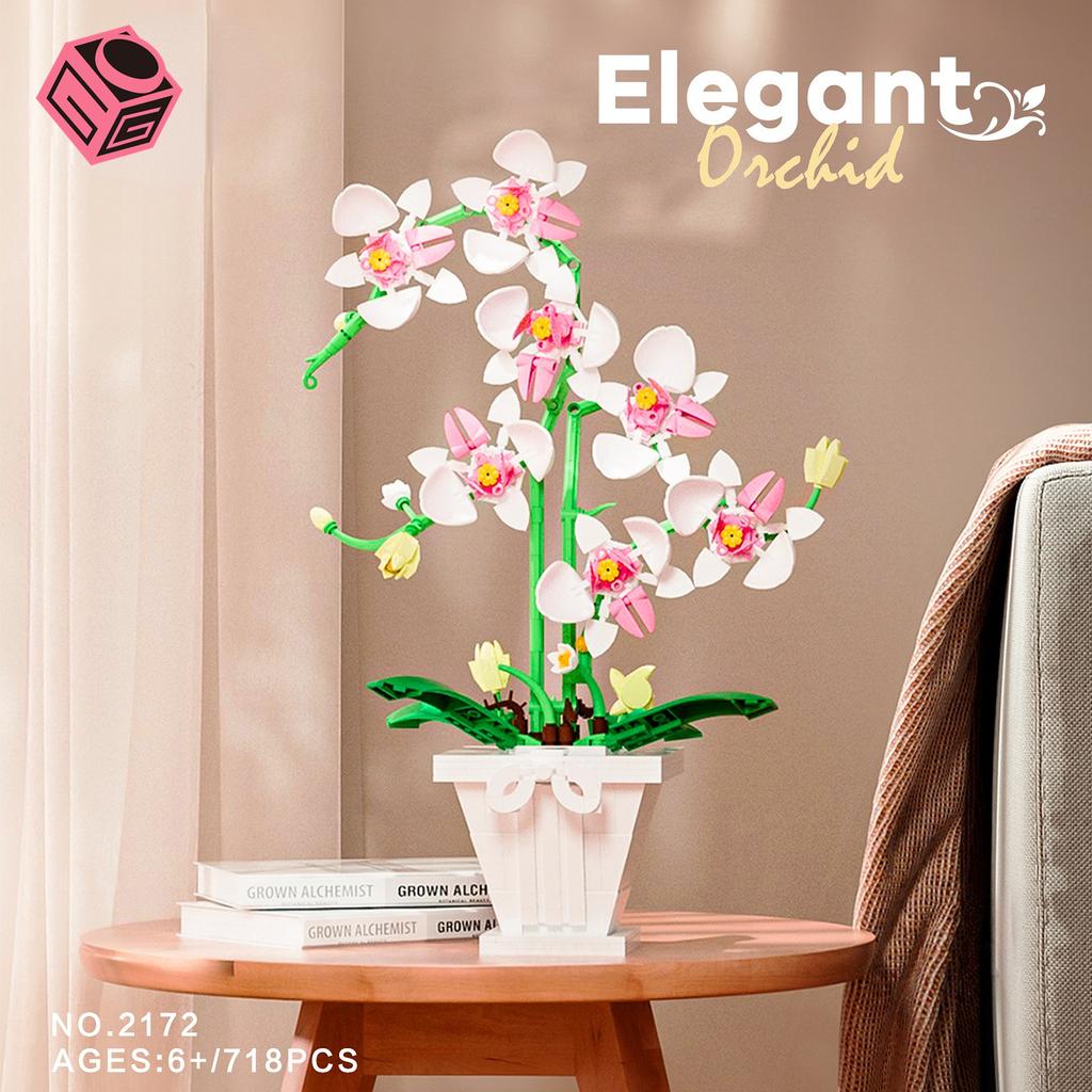 Flowers Bouquet Orchid Building Blocks Bonsai Plant Model Bricks Artificial Romantic Home Decoration Toys Birthday Gift For Girl