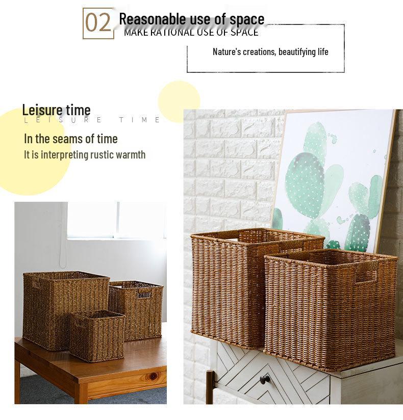 Плетеная коробка для хранения: Универсальная корзина для организации книг, журналов, закусок, игрушек и многого другого в гостиной или кабинете.