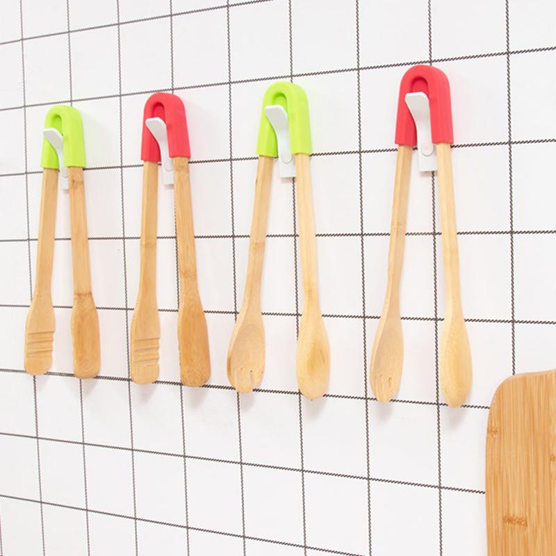 Bamboo Non-Stick Food Clips Barbecue Tongs Bread Buffet Folder Meat Beef Salad Clamps Home Kitchen Cooking Accessories