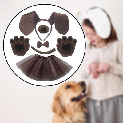 Повязка на голову с собачьими ушками и длинный хвост животного, галстук-бабочка, подарки, костюм, набор аксессуаров