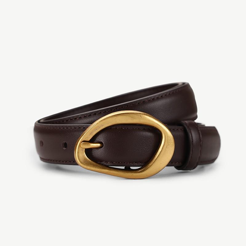 Womens Genuine Leather Belt Pin Buckle Fashion Versatile Jeans Coat Head Layer Cowhide