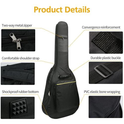 Mdvora Guitar Bag - 1/2/3 Pack Gig Bag, 38-41 Inch Electric & Acoustic Guitar Case, Waterproof Oxford Cloth, Two Pockets, 1 Pack, Classic Style.