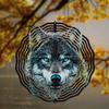 Wolf Wind Spinner 3D Metal Wind Chime for Garden Patio Outdoor Decor Holiday Gift for Halloween Thanksgiving Christmas