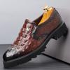 Британский стиль Крокодил Дизайн Мужские туфли из натуральной кожи Slip On Роскошные мужские Формальные Лоферы Деловые туфли