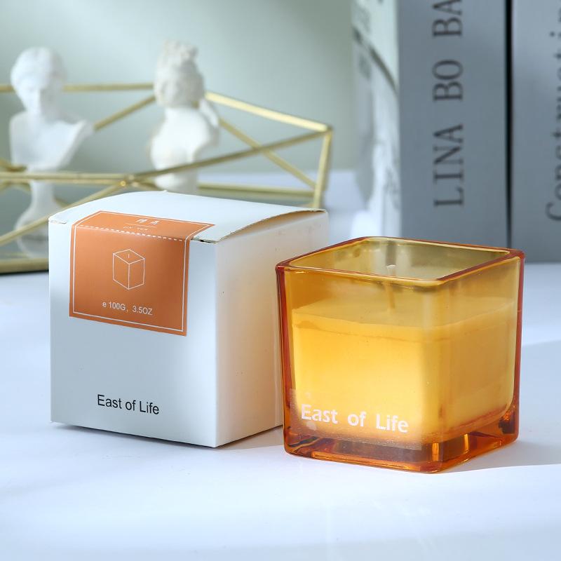 DIY Handmade Soy Wax Square Cup Aromatherapy Candle Romantic Incense Candle Proposal Candle Candle Dinner Birthday Party