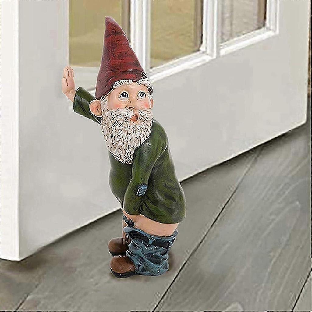 Garden Gnome Figure Decoration, 15 cm Resin Peeing Gnome Statue, Funny Garden Ornament, Outdoor Garden Decor
