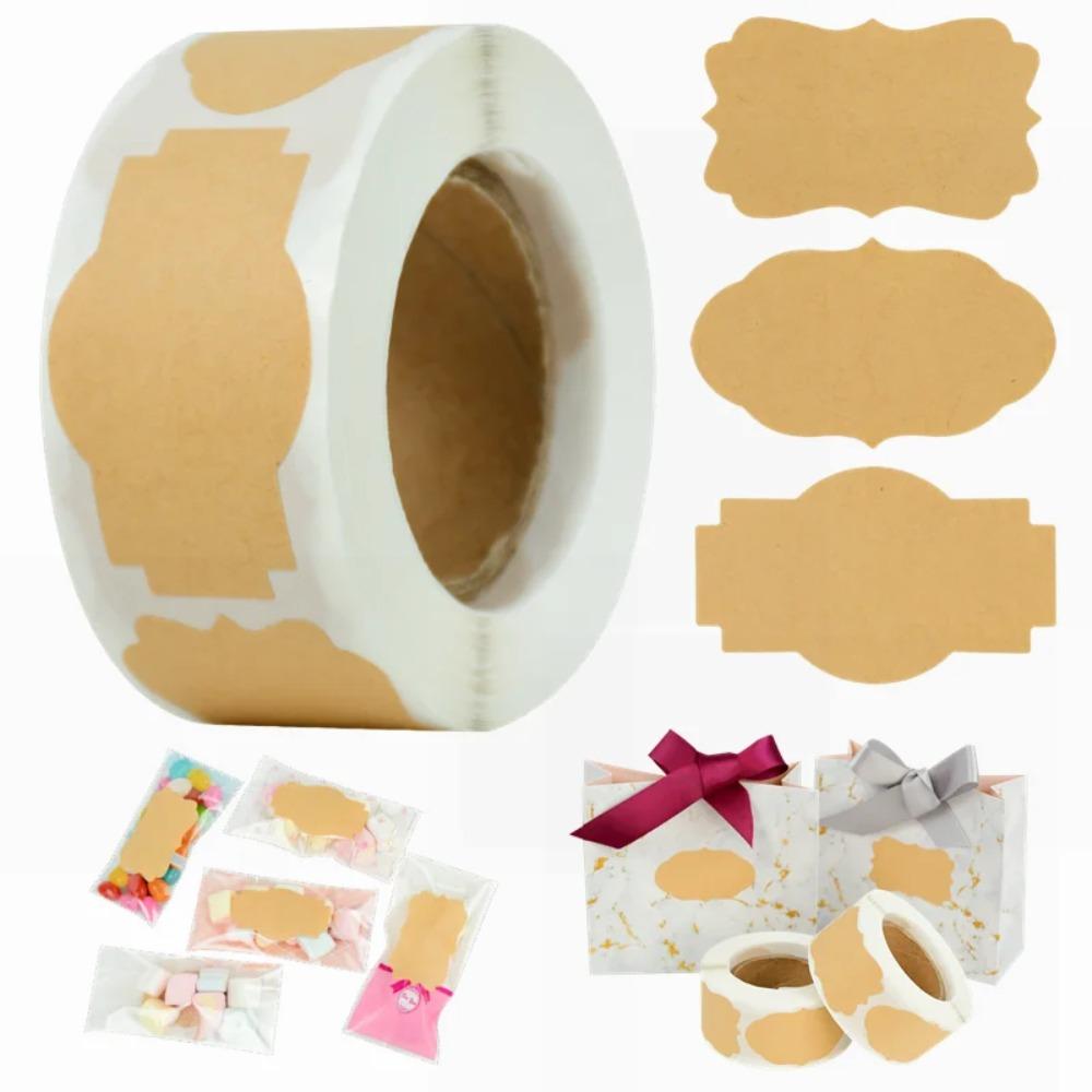 300 шт./рулон Крафт-бумага Наклейка для кухонных бутылок Пустые наклейки для канцелярских товаров Бирки Можно