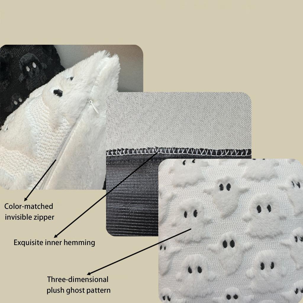Halloween Pillow Covers 18x18 Inch Throw Pillow Cases Soft Plush Faux Wool Couch Cushion Case For Chair Sofa Bedroom Room Home Decor