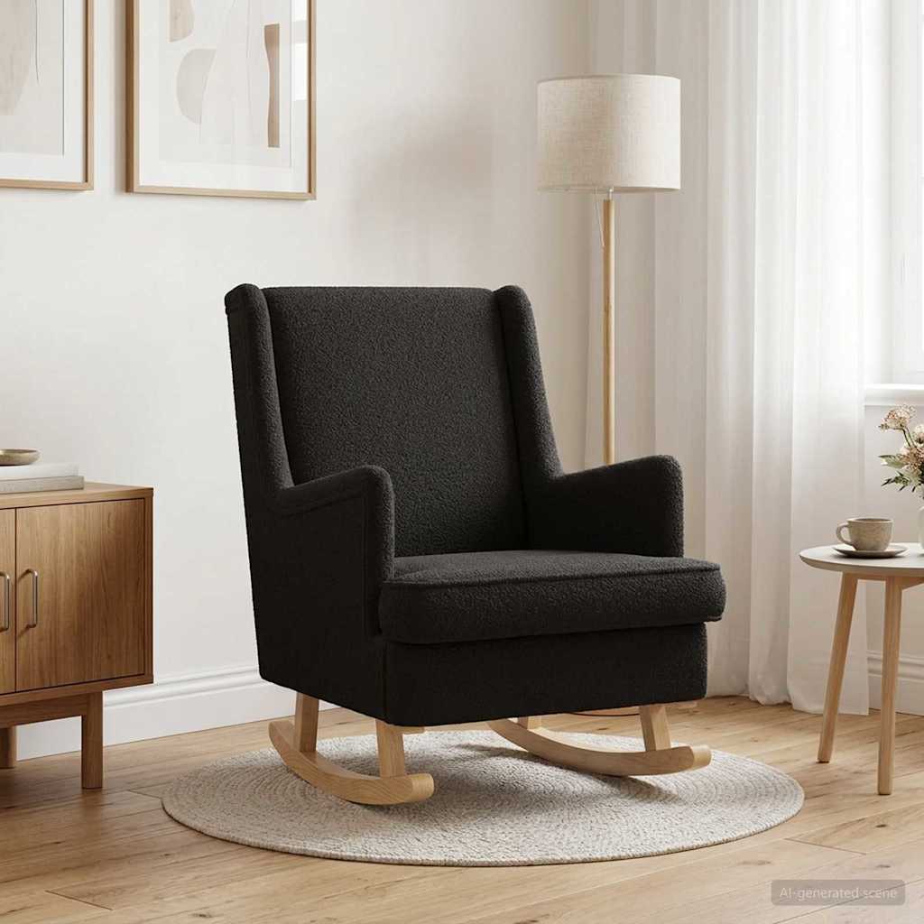 Rocking Chair Black 62 x 80 x 85 cm Boucle