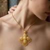 Alloy Necklace Earrings Set Ethnic Thai Gold Plated Jewelry Set Bohemian Style Flower Women Jewelry Suit