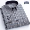 6XL Осенне-зимняя большая мужская рубашка в клетку из 100% хлопка с начесом, с длинным рукавом, устойчивая к сминанию, деловой кэжуал, не требующая глажки, плотная