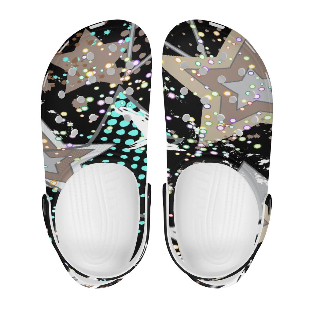 Women Men Color Print EVA Clogs Breathable Lightweight Slip On Garden Shoes for Beach Pool Bathroom Home Sandals Travel Wear