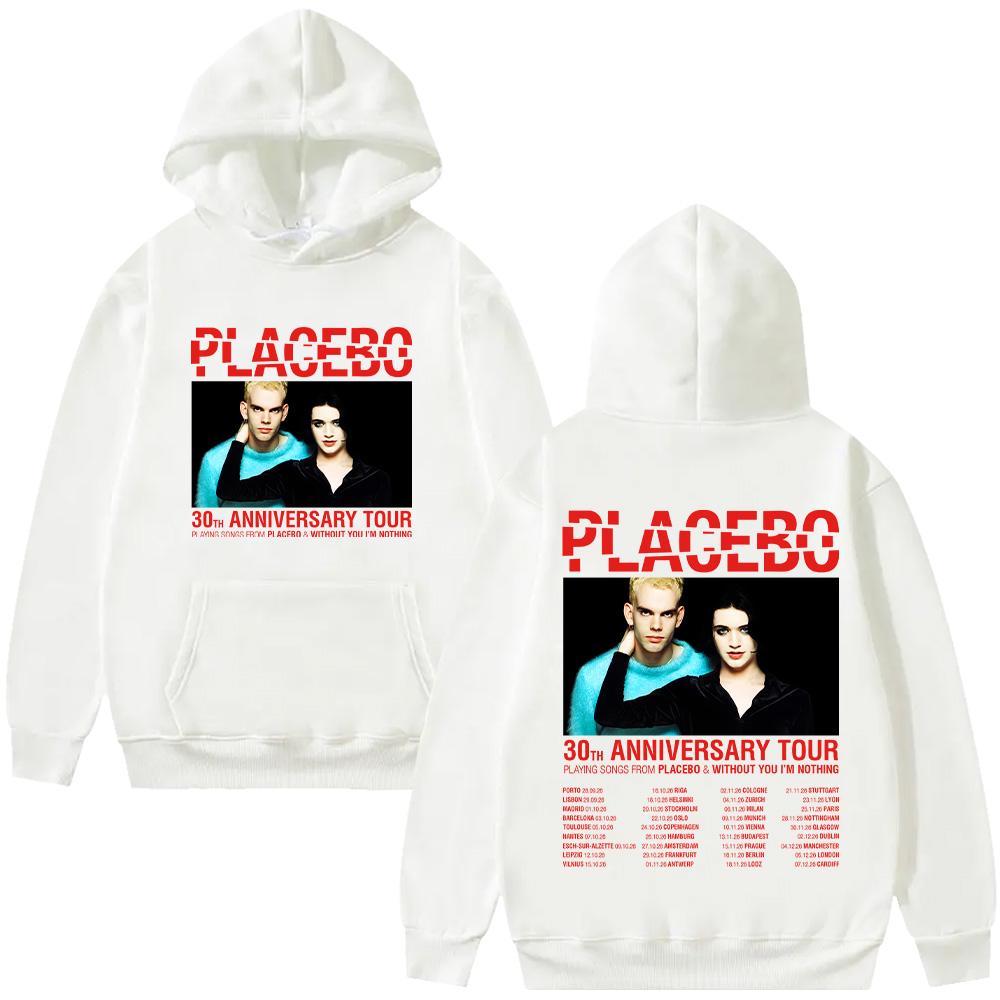 Placebo 30-й ЮБИЛЕЙНЫЙ ТУР Графические Худи Харадзюку Альтернативный Металл Рок-группа Стритвир Женские Мужские С длинным рукавом Y2K Пуловер