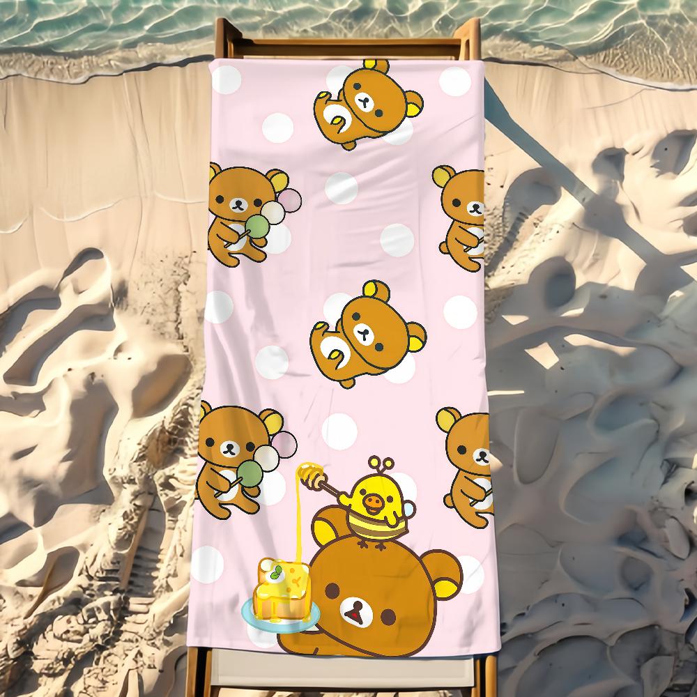 Милое Полотенце R-Rilakkuma Пляжное Полотенце Дорожное Легкое Приятное для Кожи Для Бассейна Пляжа Кемпинга Круиза Лето