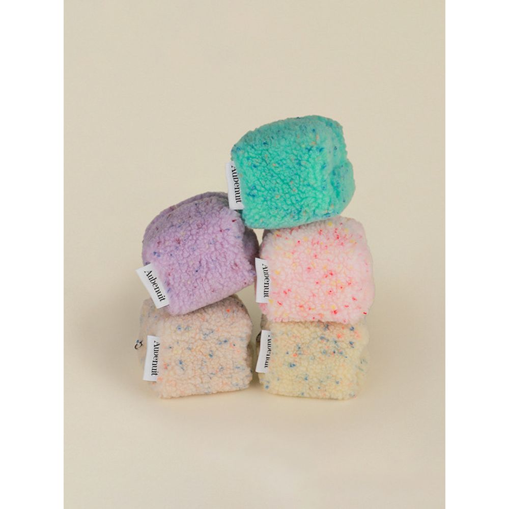 Aube nuit Obnuit Wool Cube Pouch Keyring Mellow Pink S (Keyring can be added)