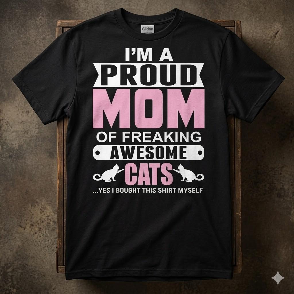 Proud Mom Of Freaking Awesome Cats Funny Kitten Lover Gift Unisex T-shirt