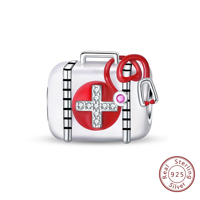 925 Silve Charms Beads Doctor's Teeth Dentist Charms First Aid Kit Dangle For Bracelet Occupation Jewelry Gift