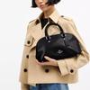 Coach Satchel Silver Logo Leather Shoulder Bag Women bags Black CDV19-SVBK