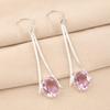 Natural Morganite Gemstone 925 Sterling Silver Handcrafted Dangle Earrings 2.63" EE-136-6
