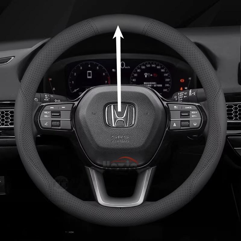 AQJ1 Leather Car Steering Wheel Cover for Honda HRV CRV Civic City Passport Accord CRZ 2022 2023 2024 2025 2026 Interior Accessories