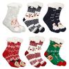 1 пара зимних носков с рисунком Санта-Клауса и лося, с плюшевой подкладкой, сохраняющих тепло, рождественские носки с высоким голенищем, гетры для ног, осенне-зимний подарок на праздник